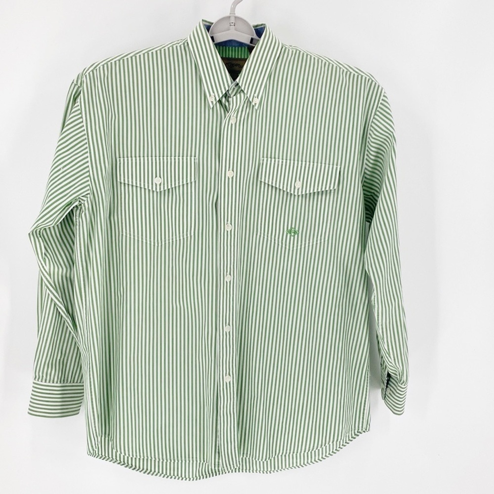 Roper green striped button down rodeo country jaripeo cowboy spring